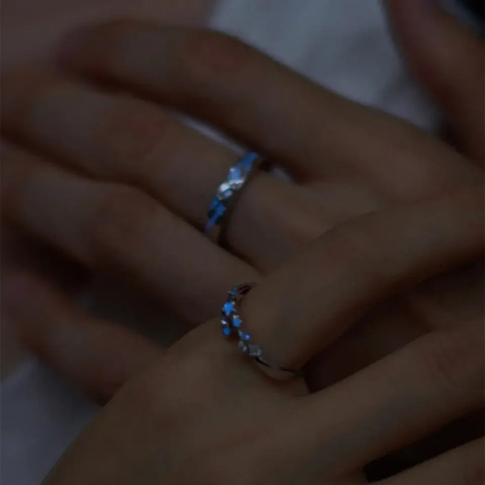 Rinhoo Luminous Blue Green Light Star Glow Dark Fluorescent Zircon Heart Ring Women Men Couples Finger Rings Jewelry Adjustable - Buy  Product on Alibaba.com