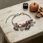 Silver Halloween charm bracelet close-up